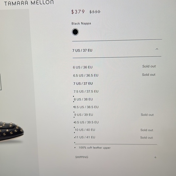 🆕TAMARA MELLON Stow Stud 10 Nappa Loafer Ballet Flat - Picture 7 of 16